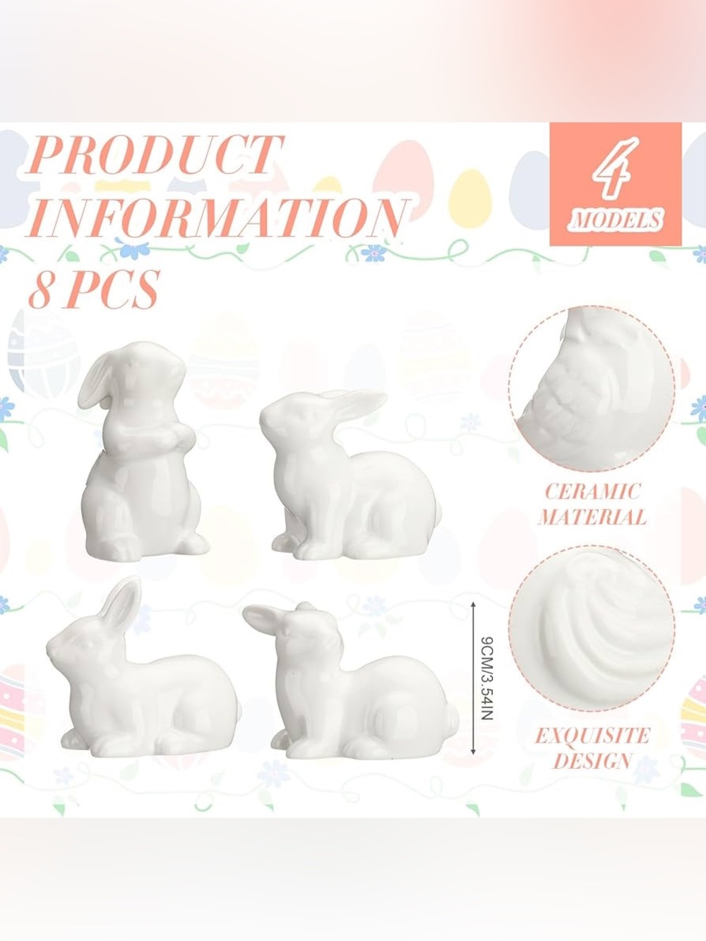 8pc Ceramic Bunny Figurine Decor - Picture 4 of 8